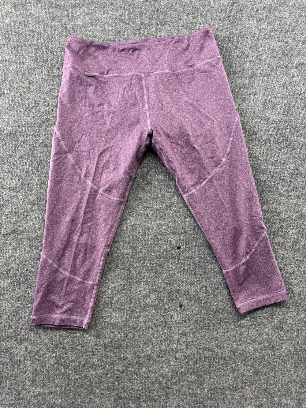 Ray Pose Leggings Womens Large Purple Capri Yoga Gym Pants Stretch Knit